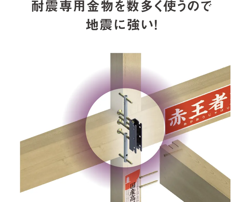 耐震専用金物を数多く使うので地震に強い!