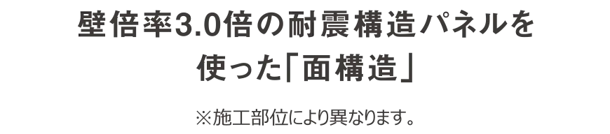 壁倍率3.0倍の耐震構造パネルを使った「面構造」