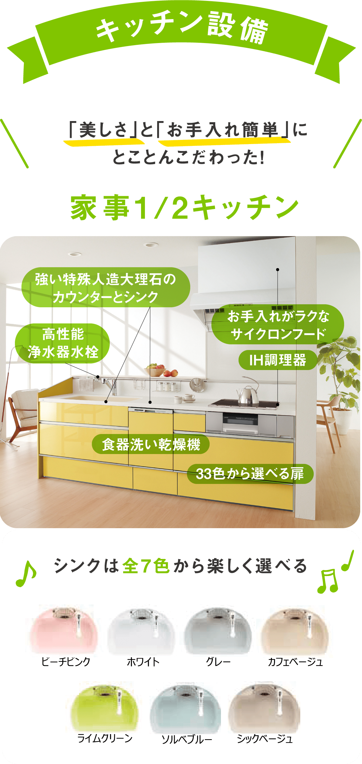 キッチン設備 新築 注文住宅ならイシンホーム 標準装備でウイルス対策のある家